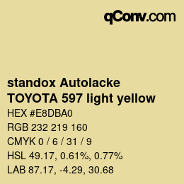 カラーコード: standox Autolacke - TOYOTA 597 light yellow | qconv.com