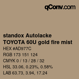 Farbcode: standox Autolacke - TOYOTA 60U gold fire mist | qconv.com