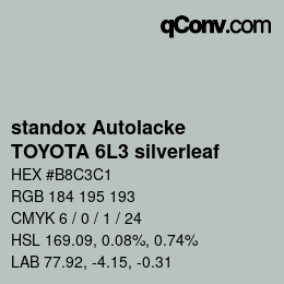 Color code: standox Autolacke - TOYOTA 6L3 silverleaf | qconv.com