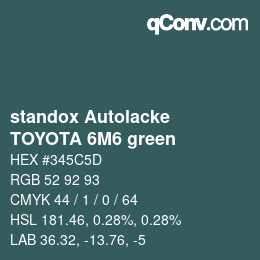 カラーコード: standox Autolacke - TOYOTA 6M6 green | qconv.com