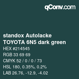カラーコード: standox Autolacke - TOYOTA 6N5 dark green | qconv.com