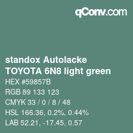 カラーコード: standox Autolacke - TOYOTA 6N8 light green | qconv.com