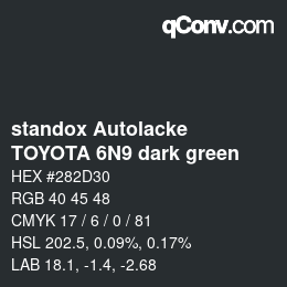 Color code: standox Autolacke - TOYOTA 6N9 dark green | qconv.com