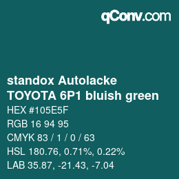 カラーコード: standox Autolacke - TOYOTA 6P1 bluish green | qconv.com