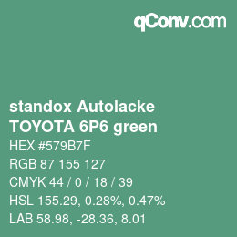 Color code: standox Autolacke - TOYOTA 6P6 green | qconv.com