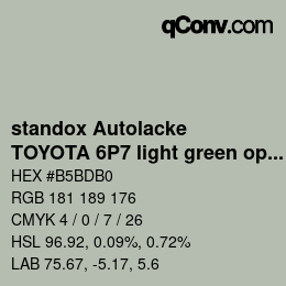 Código de color: standox Autolacke - TOYOTA 6P7 light green opal | qconv.com