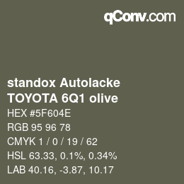 Farbcode: standox Autolacke - TOYOTA 6Q1 olive | qconv.com