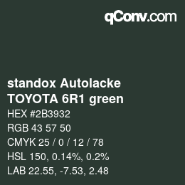 カラーコード: standox Autolacke - TOYOTA 6R1 green | qconv.com