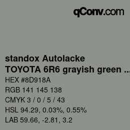 カラーコード: standox Autolacke - TOYOTA 6R6 grayish green mica opal | qconv.com