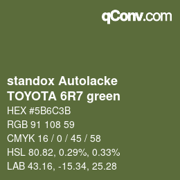 カラーコード: standox Autolacke - TOYOTA 6R7 green | qconv.com