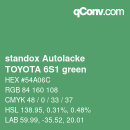 カラーコード: standox Autolacke - TOYOTA 6S1 green | qconv.com