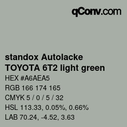 Color code: standox Autolacke - TOYOTA 6T2 light green | qconv.com