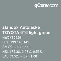 Color code: standox Autolacke - TOYOTA 6T6 light green | qconv.com