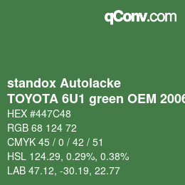 カラーコード: standox Autolacke - TOYOTA 6U1 green OEM 2006 | qconv.com