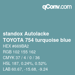 Color code: standox Autolacke - TOYOTA 754 turquoise blue | qconv.com