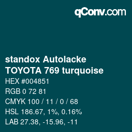 Color code: standox Autolacke - TOYOTA 769 turquoise | qconv.com