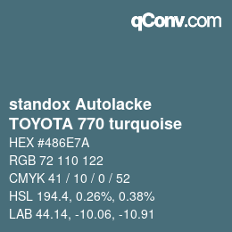 Farbcode: standox Autolacke - TOYOTA 770 turquoise | qconv.com
