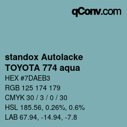 カラーコード: standox Autolacke - TOYOTA 774 aqua | qconv.com