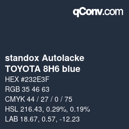 カラーコード: standox Autolacke - TOYOTA 8H6 blue | qconv.com