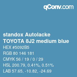 Color code: standox Autolacke - TOYOTA 8J2 medium blue | qconv.com