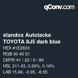 Color code: standox Autolacke - TOYOTA 8J5 dark blue | qconv.com