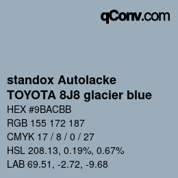 Color code: standox Autolacke - TOYOTA 8J8 glacier blue | qconv.com