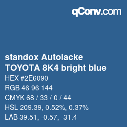 Color code: standox Autolacke - TOYOTA 8K4 bright blue | qconv.com