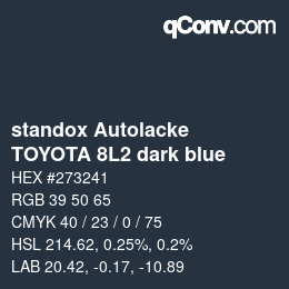 Color code: standox Autolacke - TOYOTA 8L2 dark blue | qconv.com