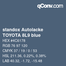 Color code: standox Autolacke - TOYOTA 8L9 blue | qconv.com