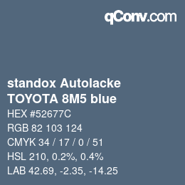 Color code: standox Autolacke - TOYOTA 8M5 blue | qconv.com
