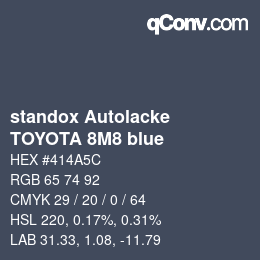Color code: standox Autolacke - TOYOTA 8M8 blue | qconv.com