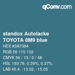 Código de color: standox Autolacke - TOYOTA 8M9 blue | qconv.com