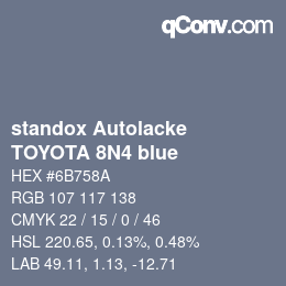 Código de color: standox Autolacke - TOYOTA 8N4 blue | qconv.com