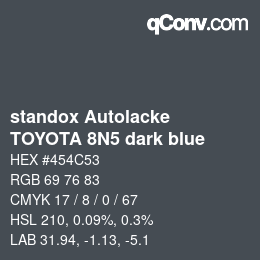 Color code: standox Autolacke - TOYOTA 8N5 dark blue | qconv.com