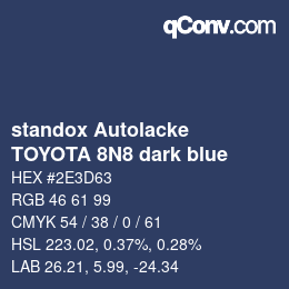 Color code: standox Autolacke - TOYOTA 8N8 dark blue | qconv.com