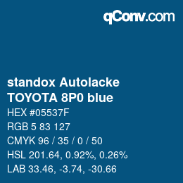 Color code: standox Autolacke - TOYOTA 8P0 blue | qconv.com