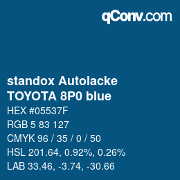 Code couleur: standox Autolacke - TOYOTA 8P0 blue | qconv.com