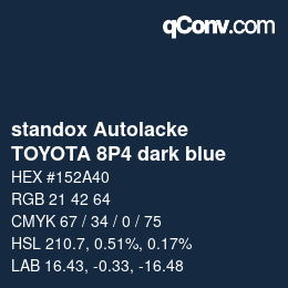 Code couleur: standox Autolacke - TOYOTA 8P4 dark blue | qconv.com