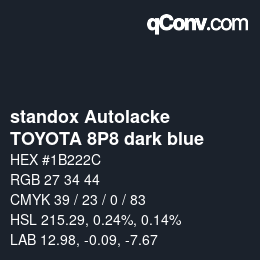 カラーコード: standox Autolacke - TOYOTA 8P8 dark blue | qconv.com