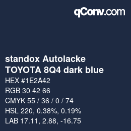 Color code: standox Autolacke - TOYOTA 8Q4 dark blue | qconv.com