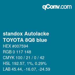 Color code: standox Autolacke - TOYOTA 8Q8 blue | qconv.com