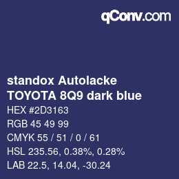 Farbcode: standox Autolacke - TOYOTA 8Q9 dark blue | qconv.com