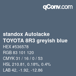 Code couleur: standox Autolacke - TOYOTA 8R3 greyish blue | qconv.com