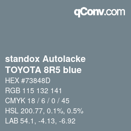 Color code: standox Autolacke - TOYOTA 8R5 blue | qconv.com