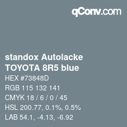 Color code: standox Autolacke - TOYOTA 8R5 blue | qconv.com