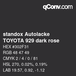 Color code: standox Autolacke - TOYOTA 929 dark rose | qconv.com