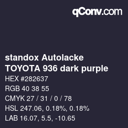 カラーコード: standox Autolacke - TOYOTA 936 dark purple | qconv.com