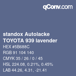 Code couleur: standox Autolacke - TOYOTA 939 lavender | qconv.com