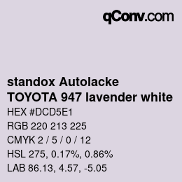 Color code: standox Autolacke - TOYOTA 947 lavender white | qconv.com