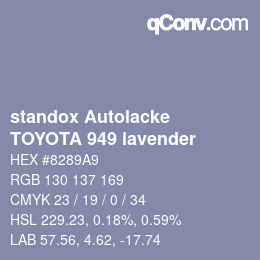 Color code: standox Autolacke - TOYOTA 949 lavender | qconv.com